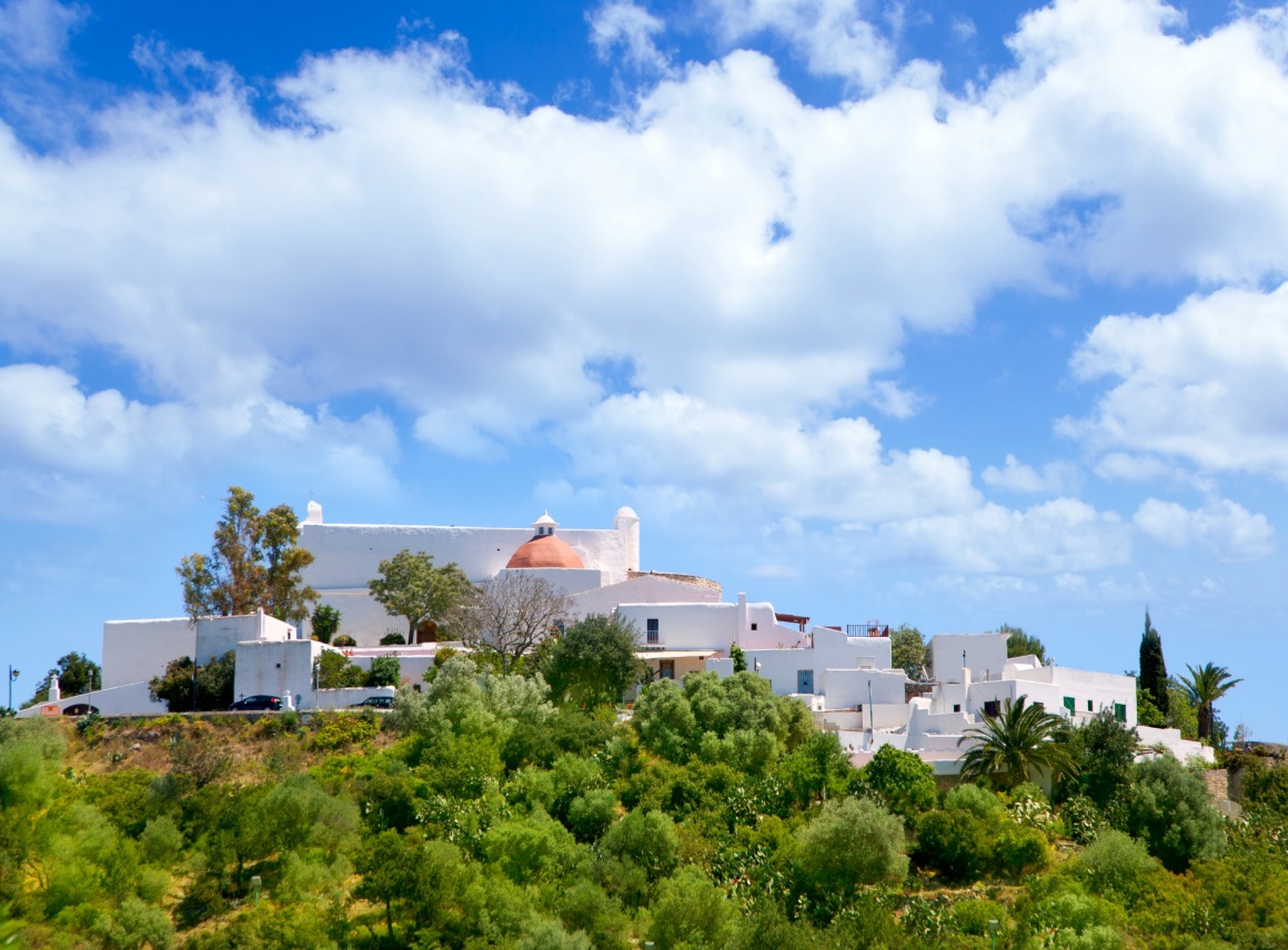 'Ibiza Santa Eulalia des Riu with houses typical town in Balearic islands' - Ibiza